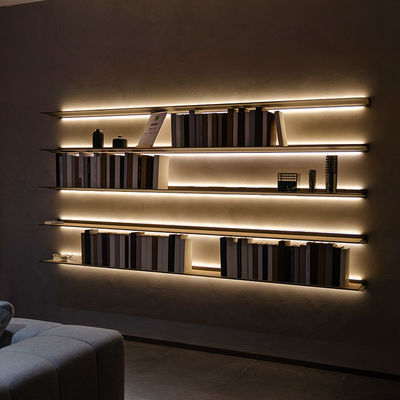 L-Form Aluminium-Hausmöbel Led-Licht Schwebende Regale 100cm 120cm