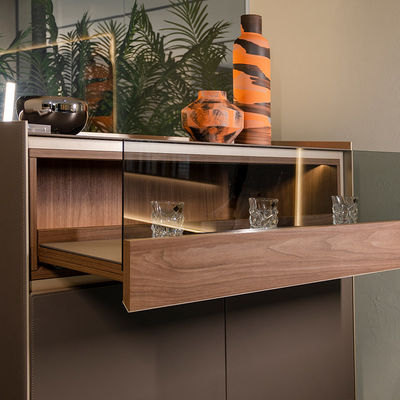 ODM Wohnzimmer Glas Wein Display Schrank Aluminiumrahmen