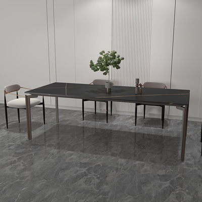 Minimalische Aluminium-Hausmöbel Luxus modern Rechteckiger Rock-Top Aluminium-Esstisch