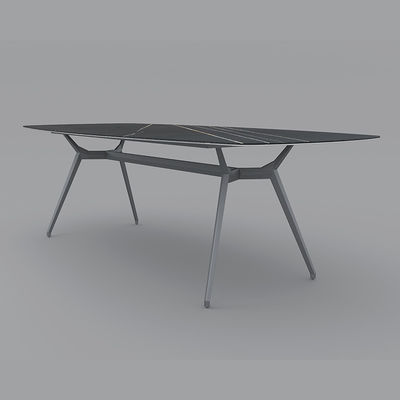 Luxus-Esszimmer Set Rock Tisch-Oberfläche Aluminium-Basis Esstisch Für Villa